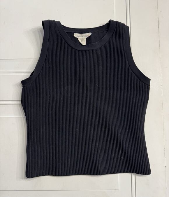 Happily Grey Tops - Happily Grey Womens Sz L Black Tank Top Sleeveless Cropped Ribbed Knit Stretch